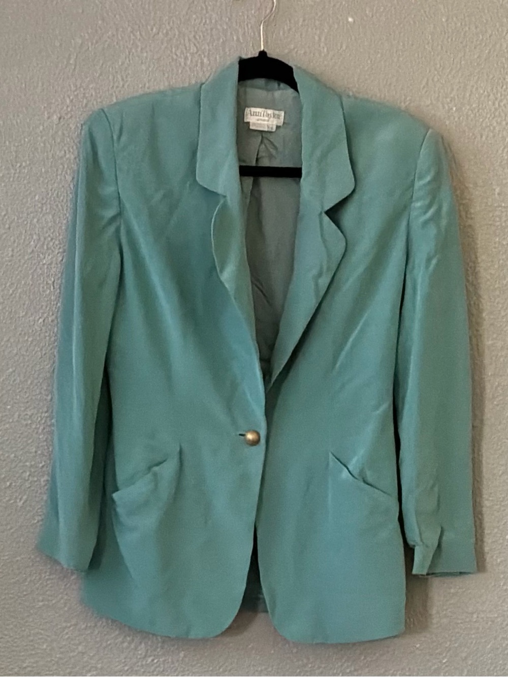 Ann Taylor Seafoam Green Single-Button Blazer 100% silk